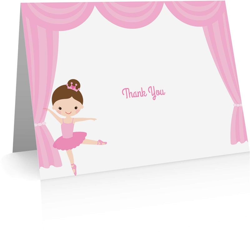 Little Notes by Comptime Ballerina Thank You Cards (24 Foldover Cards and Envelopes) Kids Thank You Cards